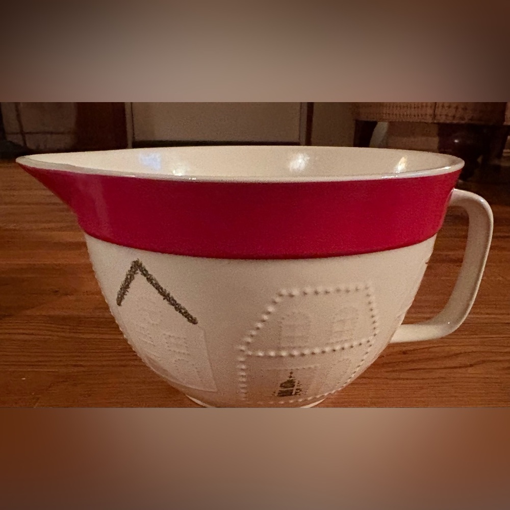 The Bake Shop MasterClass Festive Mixing Bowl w/Spout, 2qt, EUC
